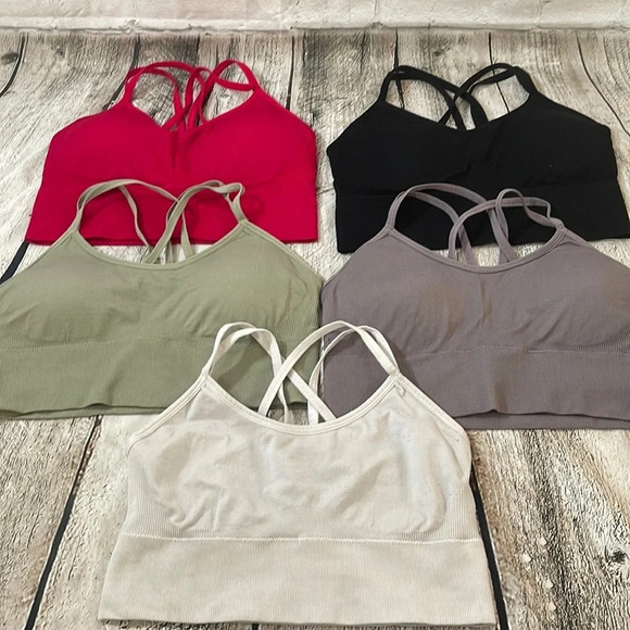 Lot of 5 criss cross various colors bralettes Medium - Picture 1 of 4
